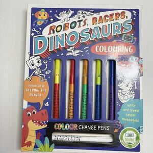 Robots Racers Dinosaurs Colouring Book and Colour Changing Pen Set Kit Activity